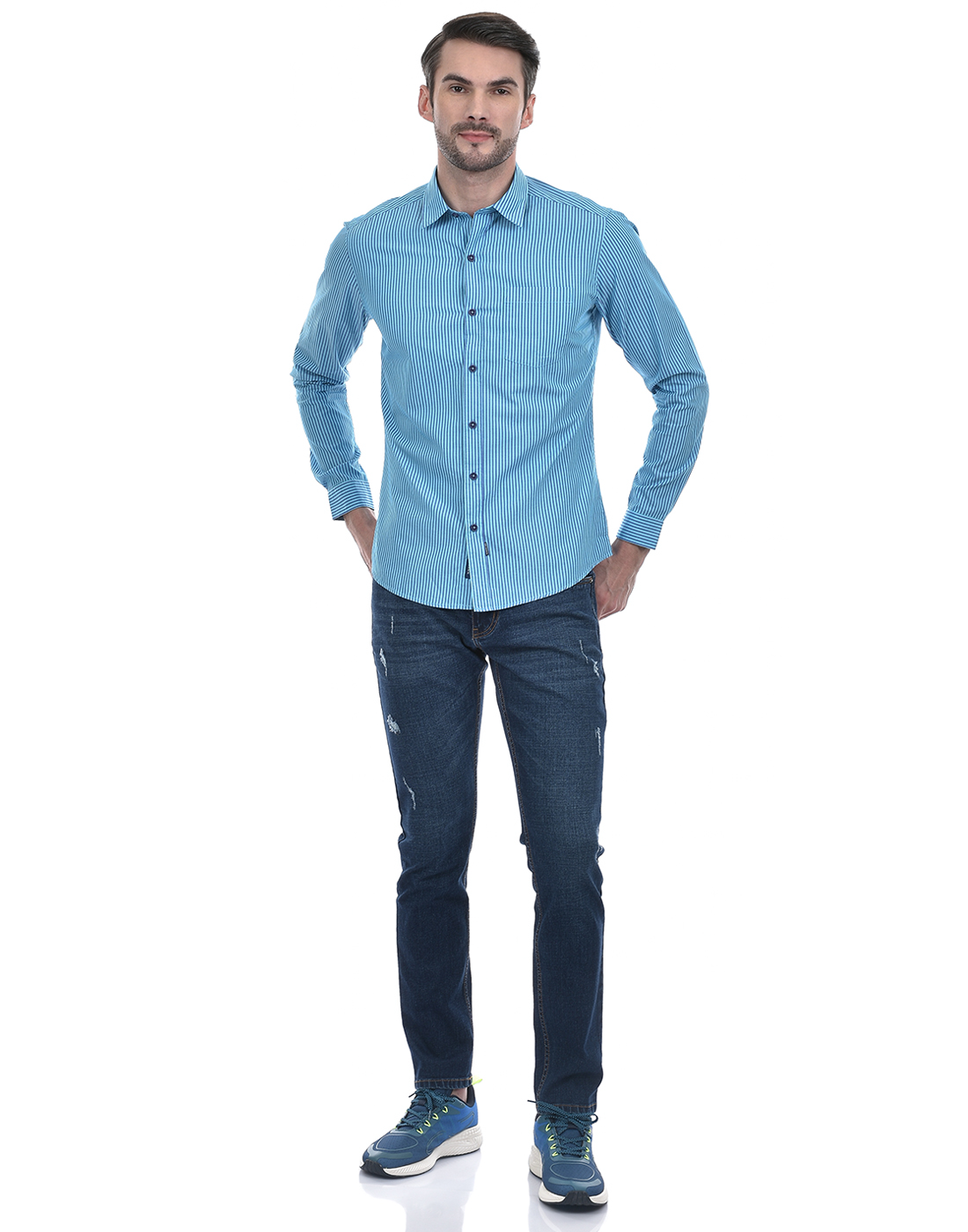 Numero Uno Men Striped Blue Shirt